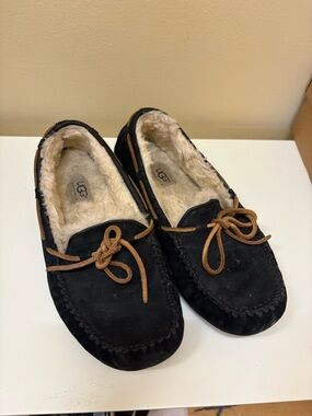 UGG Women’s Black Suede Moccasin Slippers